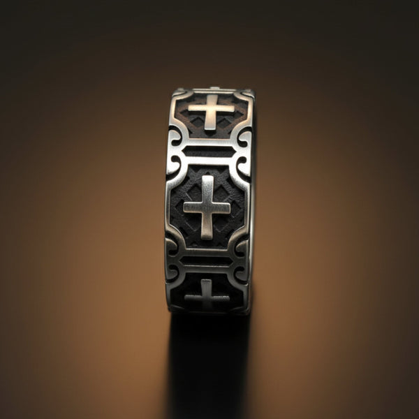 Royal Series - CROSSFIRE LEGACY RING - Pure Stainless Steel Men’s Steel-Plated Ring – Statement Luxury Jewelry (Size :16-20-22-26-28-31-32)