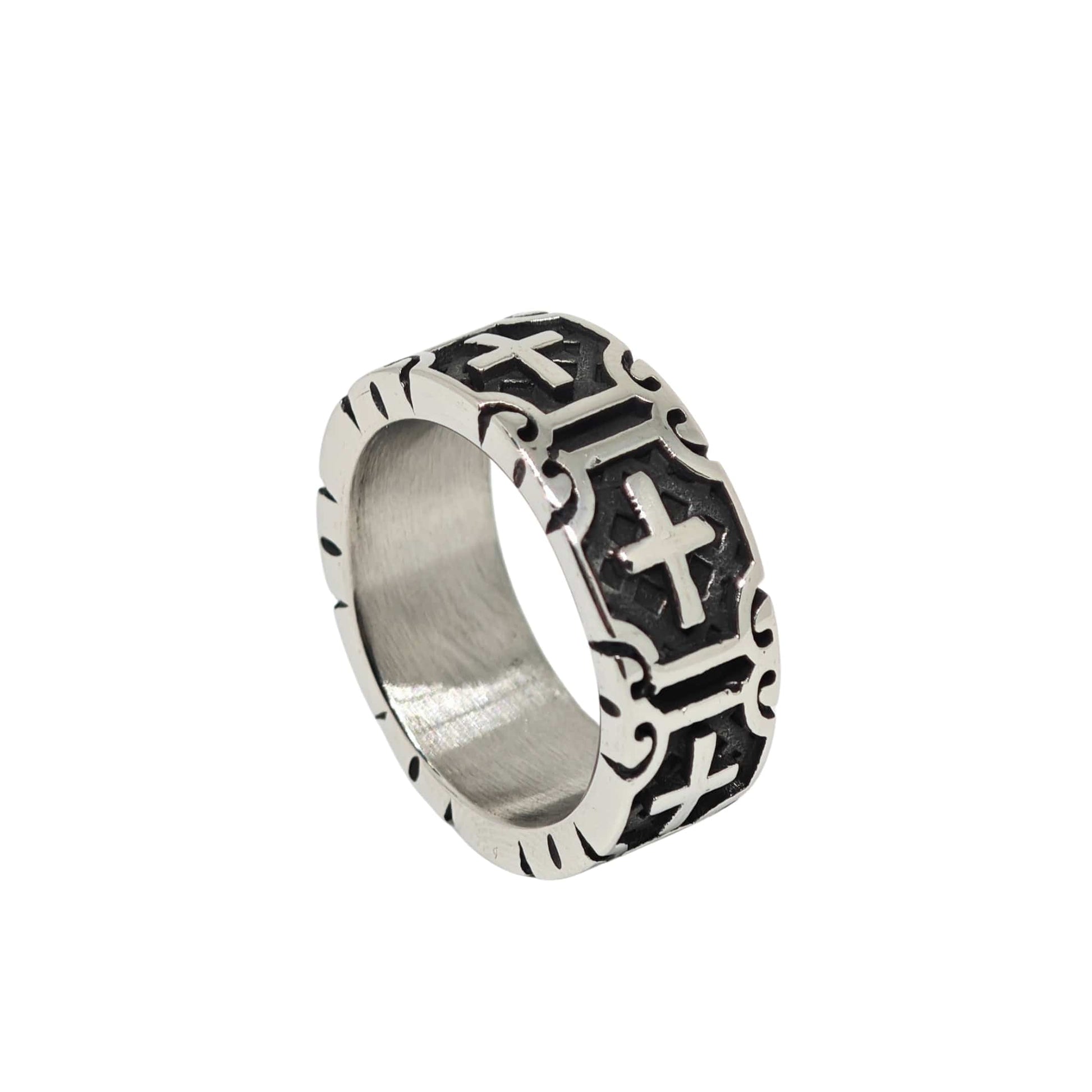 THE MEN THING Rings Royal Series - CROSSFIRE LEGACY RING - Pure Stainless Steel Men’s Steel-Plated Ring – Statement Luxury Jewelry (Size :16-20-22-26-28-31-32)