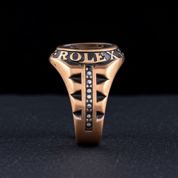 Royal Series - CROWN CREST RING - Pure Stainless Steel Men’s Rose Gold-Plated Ring – Statement Luxury Jewelry (Size : 19-22-24)