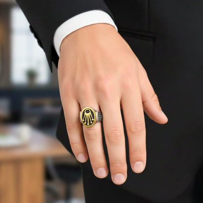 THE MEN THING Rings Royal Series - CROWN ORIX RING - Pure Stainless Steel Men’s Steel-Plated Ring – Statement Luxury Jewelry (Size : 18-19-21-23)