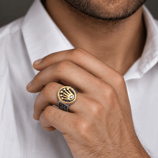 THE MEN THING Rings Royal Series - CROWN ORIX RING - Pure Stainless Steel Men’s Steel-Plated Ring – Statement Luxury Jewelry (Size : 18-19-21-23)