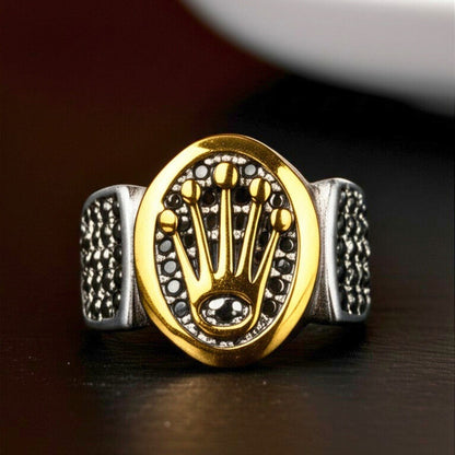 THE MEN THING Rings Royal Series - CROWN ORIX - SILVER RING - Pure Stainless Steel Men’s Silver-Plated Ring – Statement Luxury Jewelry (Size : 18-19-21-23)
