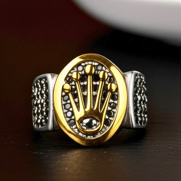 Royal Series - CROWN ORIX RING - Pure Stainless Steel Men’s Steel-Plated Ring – Statement Luxury Jewelry (Size : 18-19-21-23)