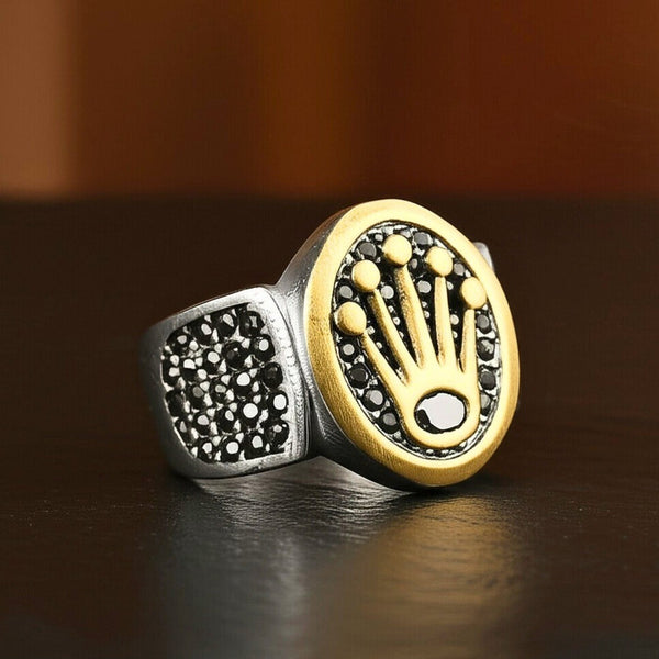 Royal Series - CROWN ORIX RING - Pure Stainless Steel Men’s Steel-Plated Ring – Statement Luxury Jewelry (Size : 18-19-21-23)