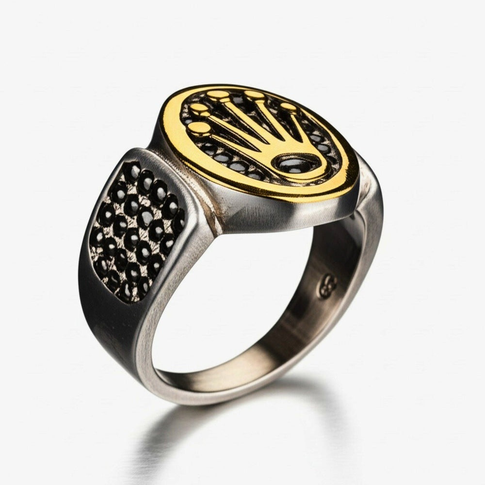 THE MEN THING Rings Royal Series - CROWN ORIX - SILVER RING - Pure Stainless Steel Men’s Silver-Plated Ring – Statement Luxury Jewelry (Size : 18-19-21-23)