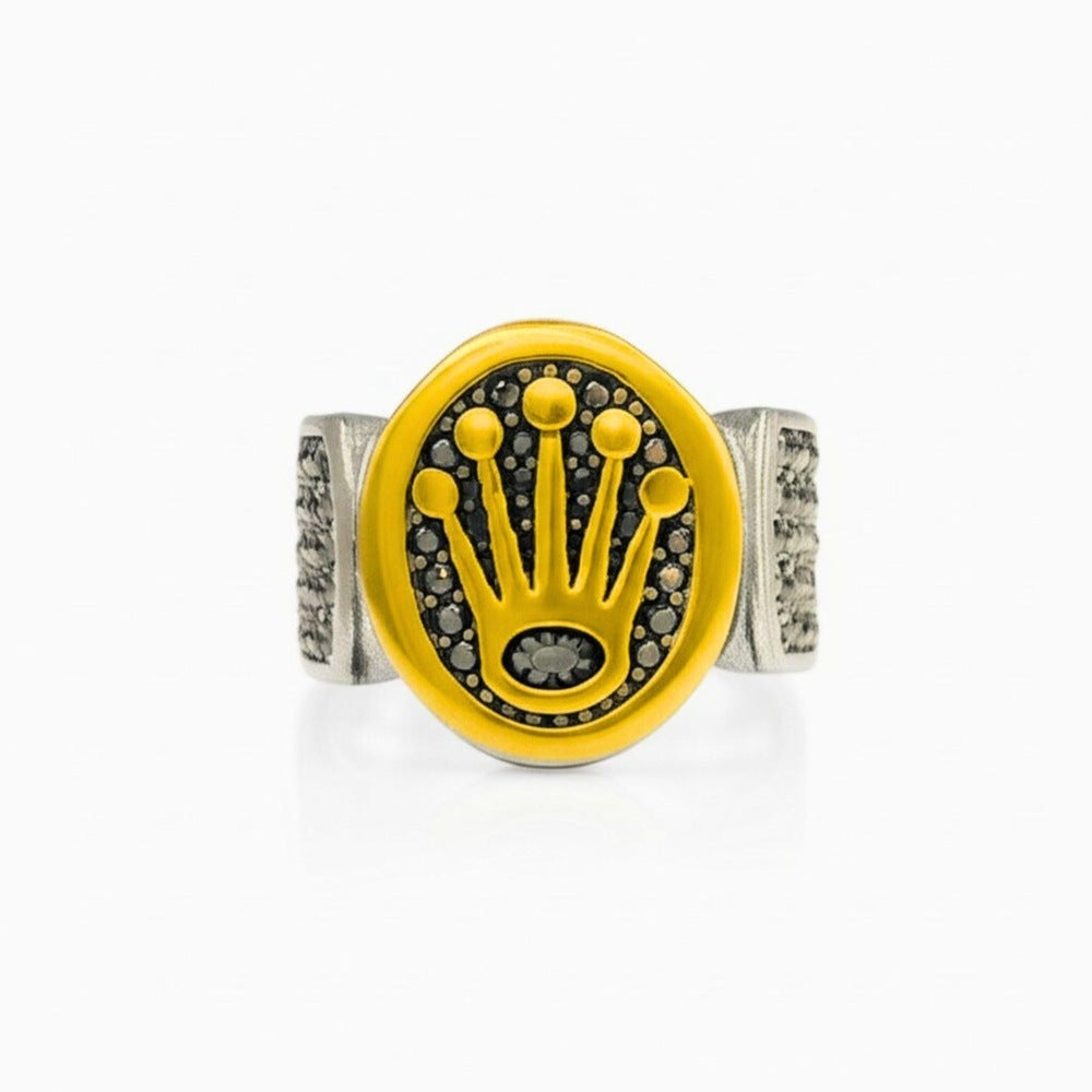 THE MEN THING Rings Royal Series - CROWN ORIX - SILVER RING - Pure Stainless Steel Men’s Silver-Plated Ring – Statement Luxury Jewelry (Size : 18-19-21-23)