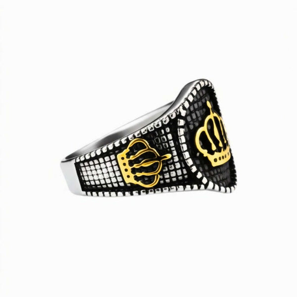 Royal Series - CROWNCLAD RING - Pure Stainless Steel Men’s Steel-Gold-Plated Ring – Statement Luxury Jewelry (Size : 20-22-24-27)
