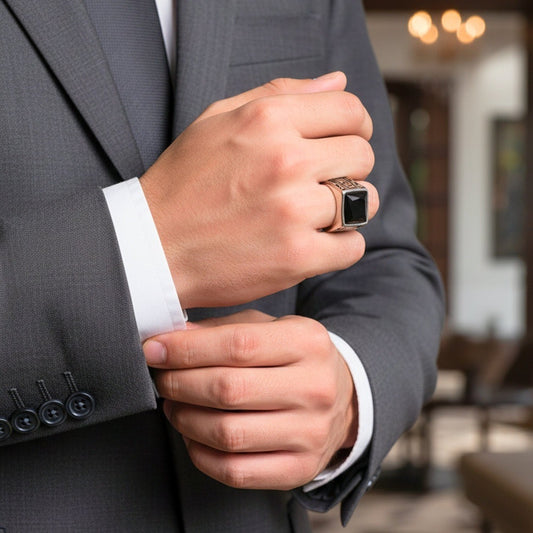 THE MEN THING Rings Royal Series - DARK BASTION RING - Pure Stainless Steel Men’s Steel-Plated Ring – Statement Luxury Jewelry (Size : 15-19-20-23-27-31)