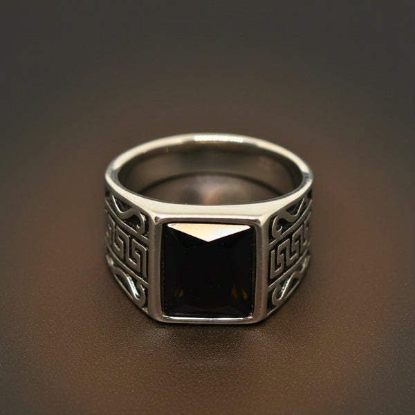 Royal Series - DARK BASTION RING - Pure Stainless Steel Men’s Steel-Plated Ring – Statement Luxury Jewelry (Size : 15-19-20-23-27-31)