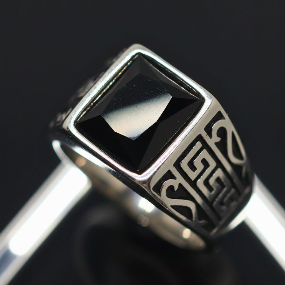 THE MEN THING Rings Royal Series - DARK BASTION RING - Pure Stainless Steel Men’s Steel-Plated Ring – Statement Luxury Jewelry (Size : 15-19-20-23-27-31)