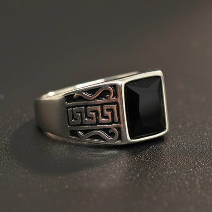 THE MEN THING Rings Royal Series - DARK BASTION RING - Pure Stainless Steel Men’s Steel-Plated Ring – Statement Luxury Jewelry (Size : 15-19-20-23-27-31)