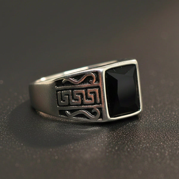 Royal Series - DARK BASTION RING - Pure Stainless Steel Men’s Steel-Plated Ring – Statement Luxury Jewelry (Size : 15-19-20-23-27-31)