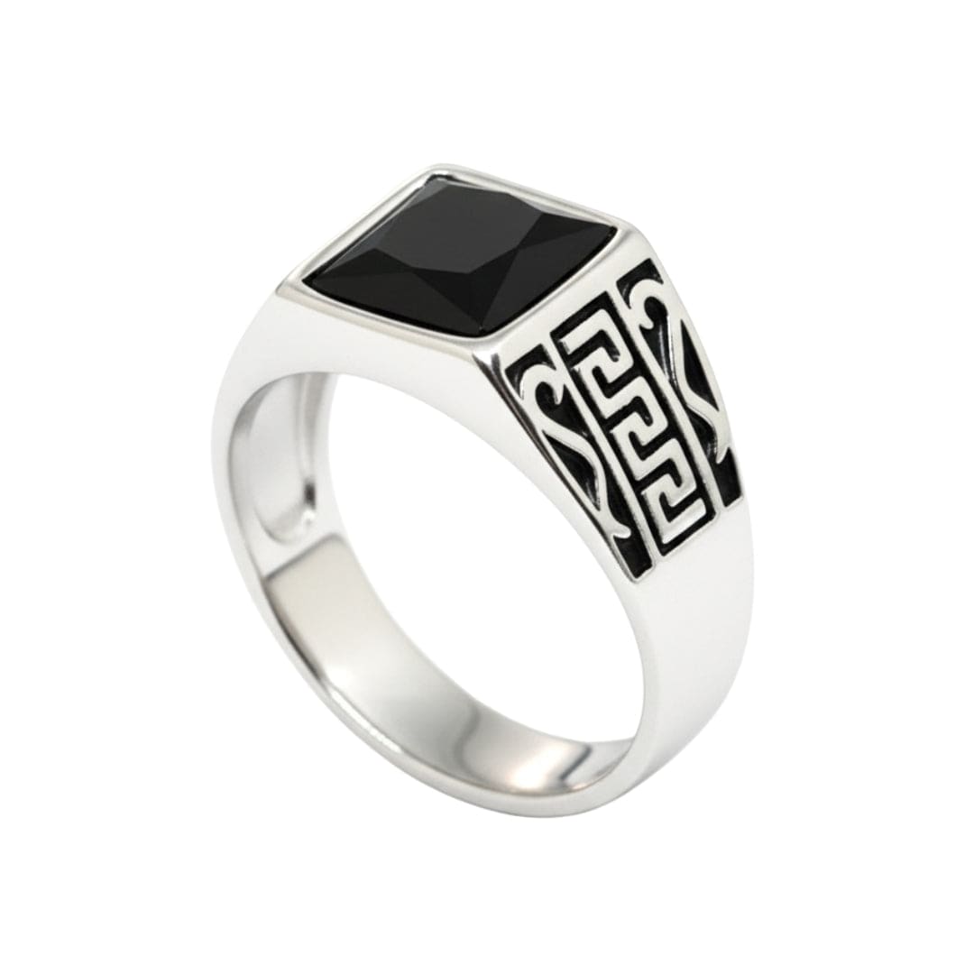 THE MEN THING Rings Royal Series - DARK BASTION RING - Pure Stainless Steel Men’s Steel-Plated Ring – Statement Luxury Jewelry (Size : 15-19-20-23-27-31)