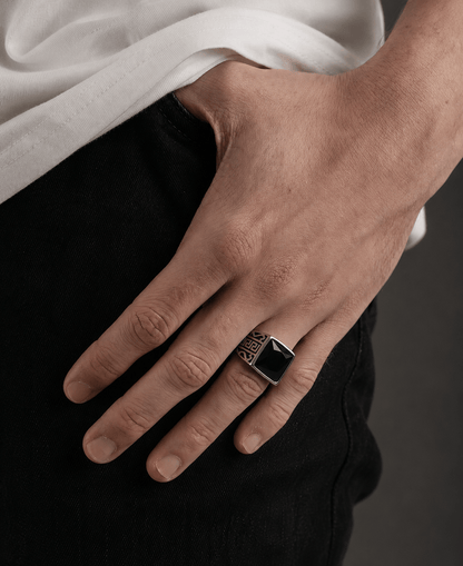 THE MEN THING Rings Royal Series - DARK BASTION RING - Pure Stainless Steel Men’s Steel-Plated Ring – Statement Luxury Jewelry (Size : 15-19-20-23-27-31)