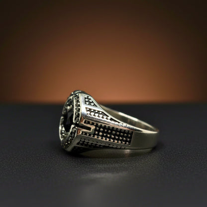 THE MEN THING Rings Royal Series - DARK CITADEL RING - Pure Stainless Steel Men’s Steel-Plated Ring – Statement Luxury Jewelry (Size : 16-17-19-21-22-26-27)