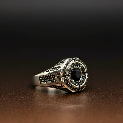 THE MEN THING Rings Royal Series - DARK CITADEL RING - Pure Stainless Steel Men’s Steel-Plated Ring – Statement Luxury Jewelry (Size : 16-17-19-21-22-26-27)