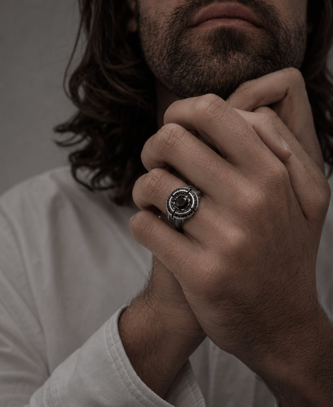 THE MEN THING Rings Royal Series - DARK CITADEL RING - Pure Stainless Steel Men’s Steel-Plated Ring – Statement Luxury Jewelry (Size : 16-17-19-21-22-26-27)