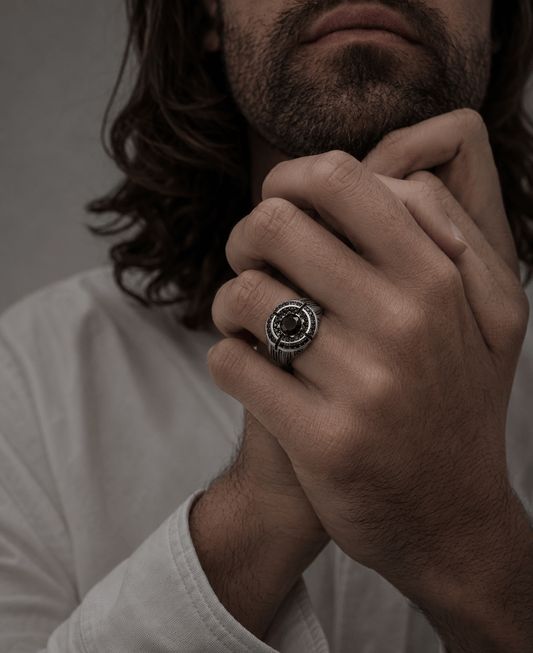 THE MEN THING Rings Royal Series - DARK CITADEL RING - Pure Stainless Steel Men’s Steel-Plated Ring – Statement Luxury Jewelry (Size : 16-17-19-21-22-26-27)