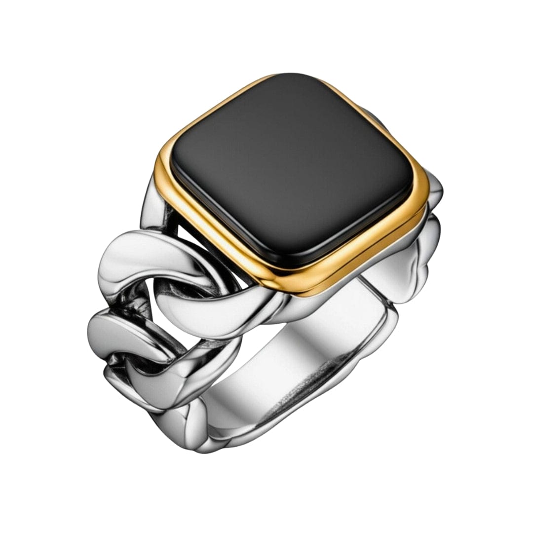 THE MEN THING Rings Royal Series - DARK ENCLAVE RING - Pure Stainless Steel Men’s Steel-Gold-Plated Ring – Statement Luxury Jewelry (Size : 19-22-24)