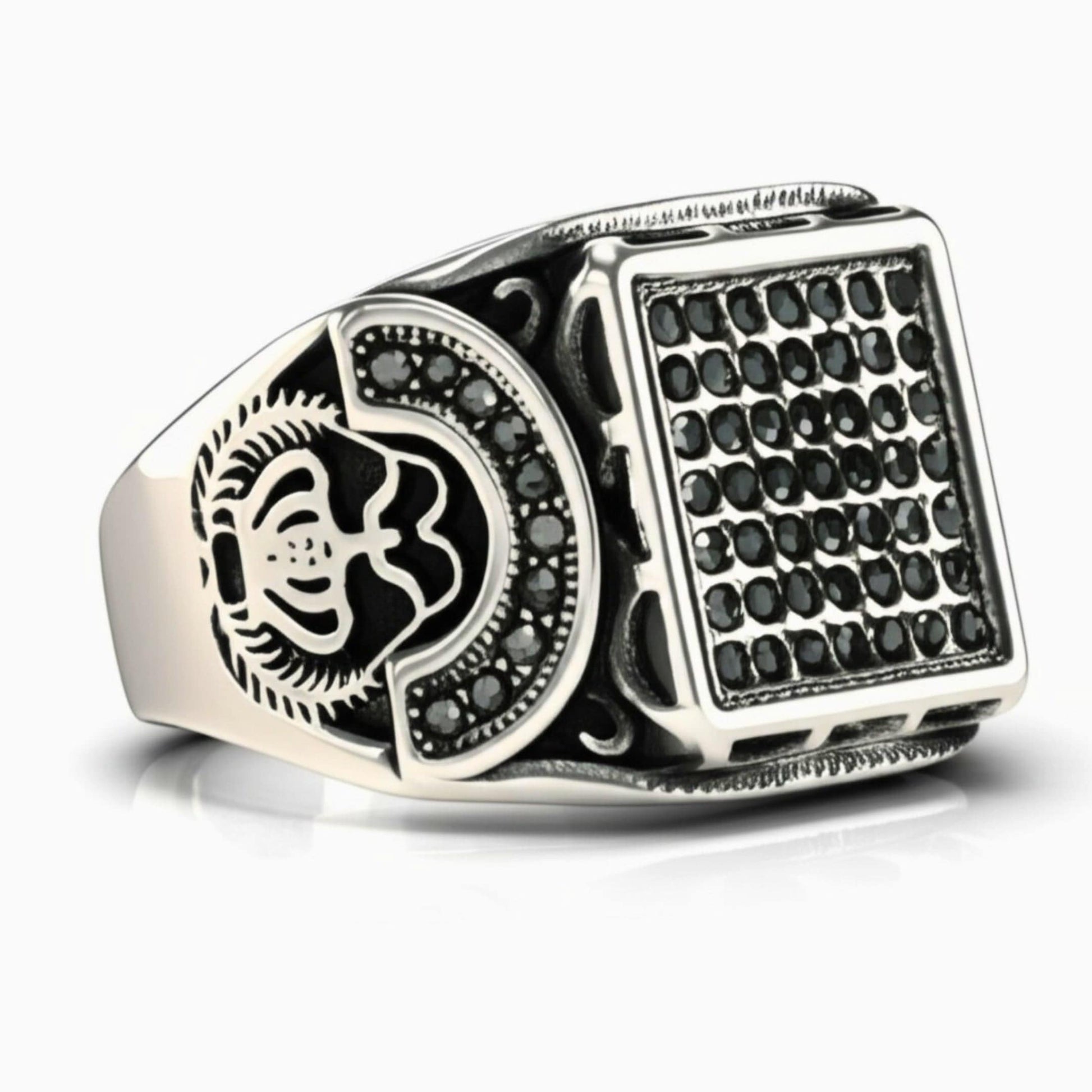 THE MEN THING Rings Royal Series - DARK REGENT RING - Pure Stainless Steel Men’s Steel-Plated Ring – Statement Luxury Jewelry (Size : 17-20-22-25-27)