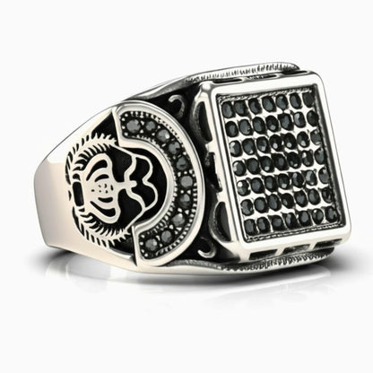 THE MEN THING Rings Royal Series - DARK REGENT RING - Pure Stainless Steel Men’s Steel-Plated Ring – Statement Luxury Jewelry (Size : 17-20-22-25-27)
