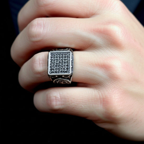 Royal Series - DARK REGENT RING - Pure Stainless Steel Men’s Steel-Plated Ring – Statement Luxury Jewelry (Size : 17-20-22-25-27)