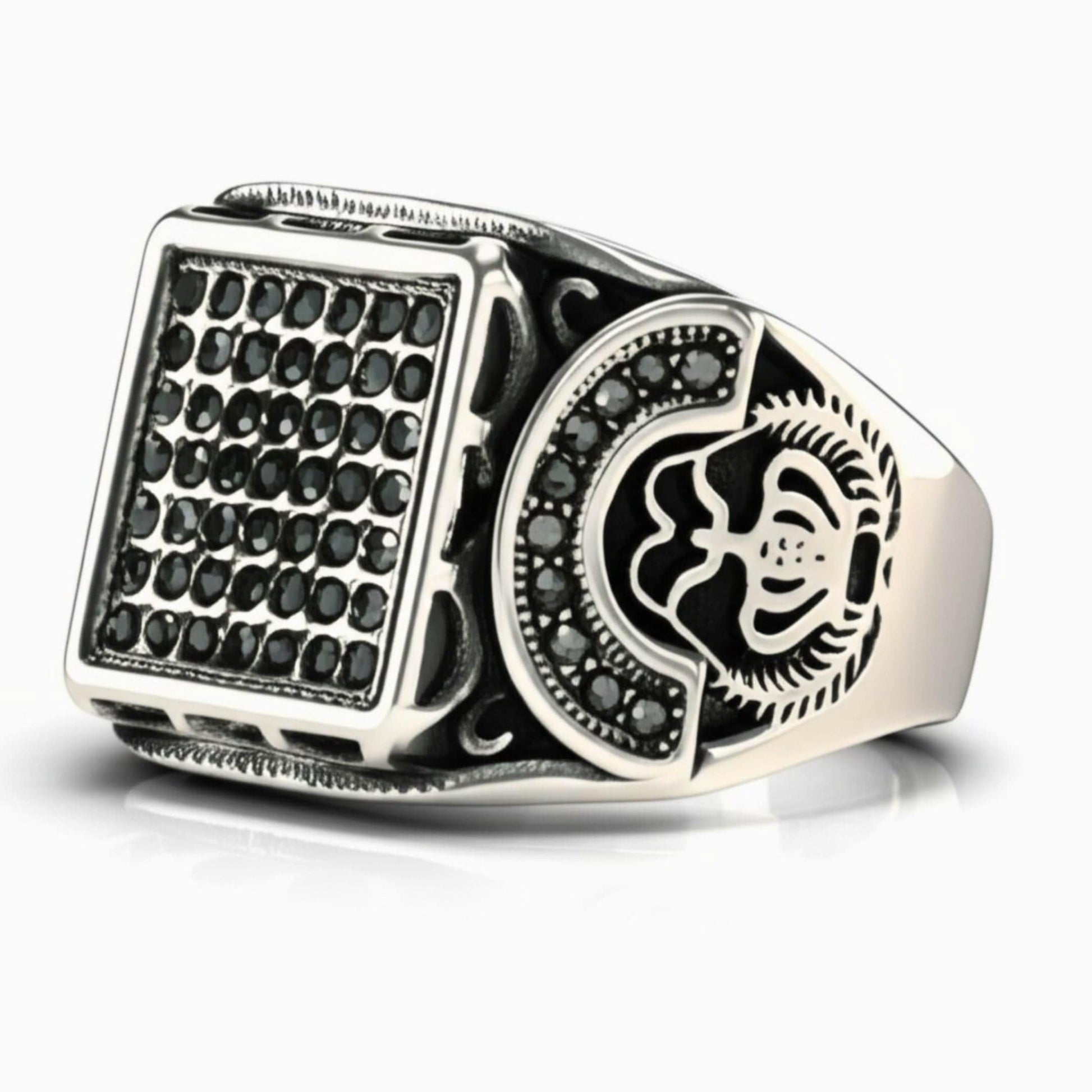 THE MEN THING Rings Royal Series - DARK REGENT RING - Pure Stainless Steel Men’s Steel-Plated Ring – Statement Luxury Jewelry (Size : 17-20-22-25-27)