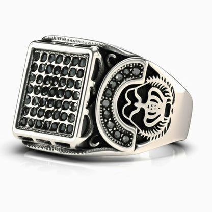THE MEN THING Rings Royal Series - DARK REGENT RING - Pure Stainless Steel Men’s Steel-Plated Ring – Statement Luxury Jewelry (Size : 17-20-22-25-27)