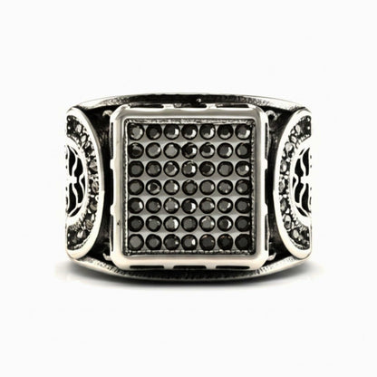 THE MEN THING Rings Royal Series - DARK REGENT RING - Pure Stainless Steel Men’s Steel-Plated Ring – Statement Luxury Jewelry (Size : 17-20-22-25-27)