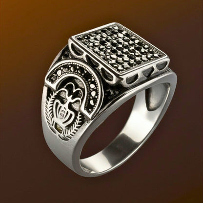 THE MEN THING Rings Royal Series - DARK REGENT RING - Pure Stainless Steel Men’s Steel-Plated Ring – Statement Luxury Jewelry (Size : 17-20-22-25-27)