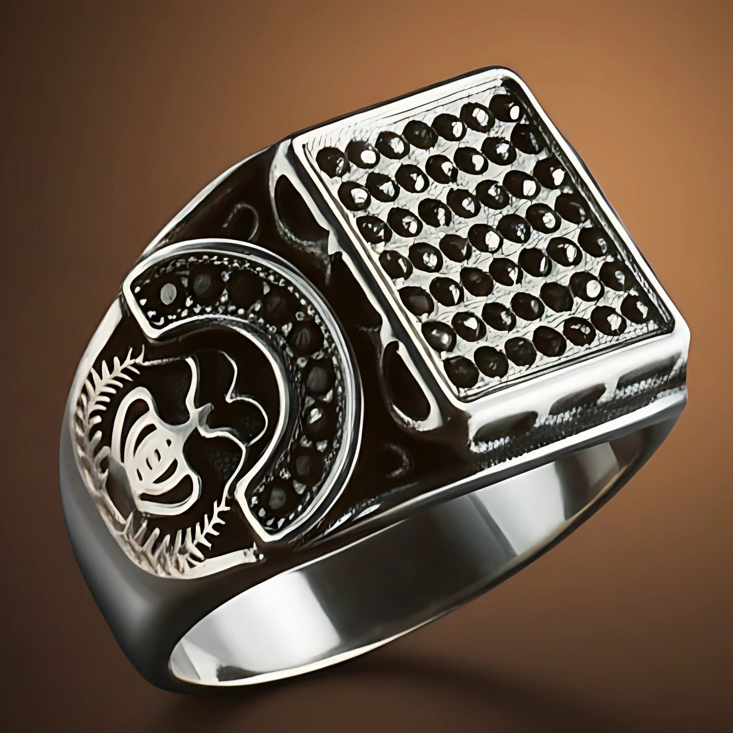 THE MEN THING Rings Royal Series - DARK REGENT RING - Pure Stainless Steel Men’s Steel-Plated Ring – Statement Luxury Jewelry (Size : 17-20-22-25-27)