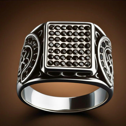 THE MEN THING Rings Royal Series - DARK REGENT RING - Pure Stainless Steel Men’s Steel-Plated Ring – Statement Luxury Jewelry (Size : 17-20-22-25-27)