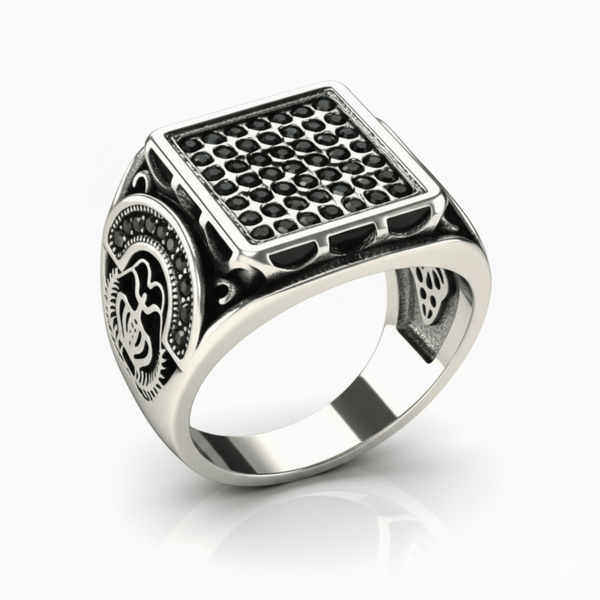 Royal Series - DARK REGENT RING - Pure Stainless Steel Men’s Steel-Plated Ring – Statement Luxury Jewelry (Size : 17-20-22-25-27)