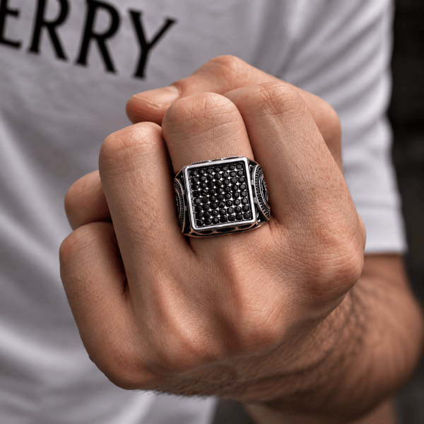 Royal Series - DARK REGENT RING - Pure Stainless Steel Men’s Steel-Plated Ring – Statement Luxury Jewelry (Size : 17-20-22-25-27)
