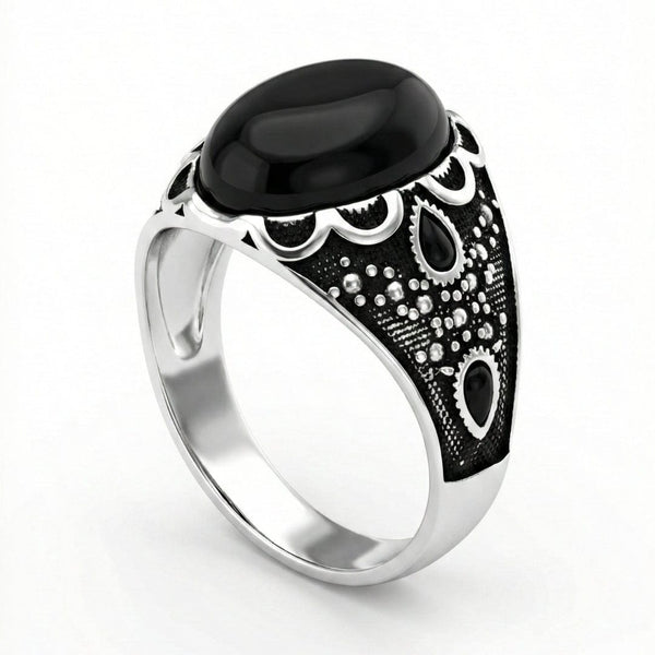 Royal Series - DARK SOVEREIGN RING - Pure Stainless Steel Men’s Gold-Plated Ring – Statement Luxury Jewelry (Size : 16-17-21-22-26-27)