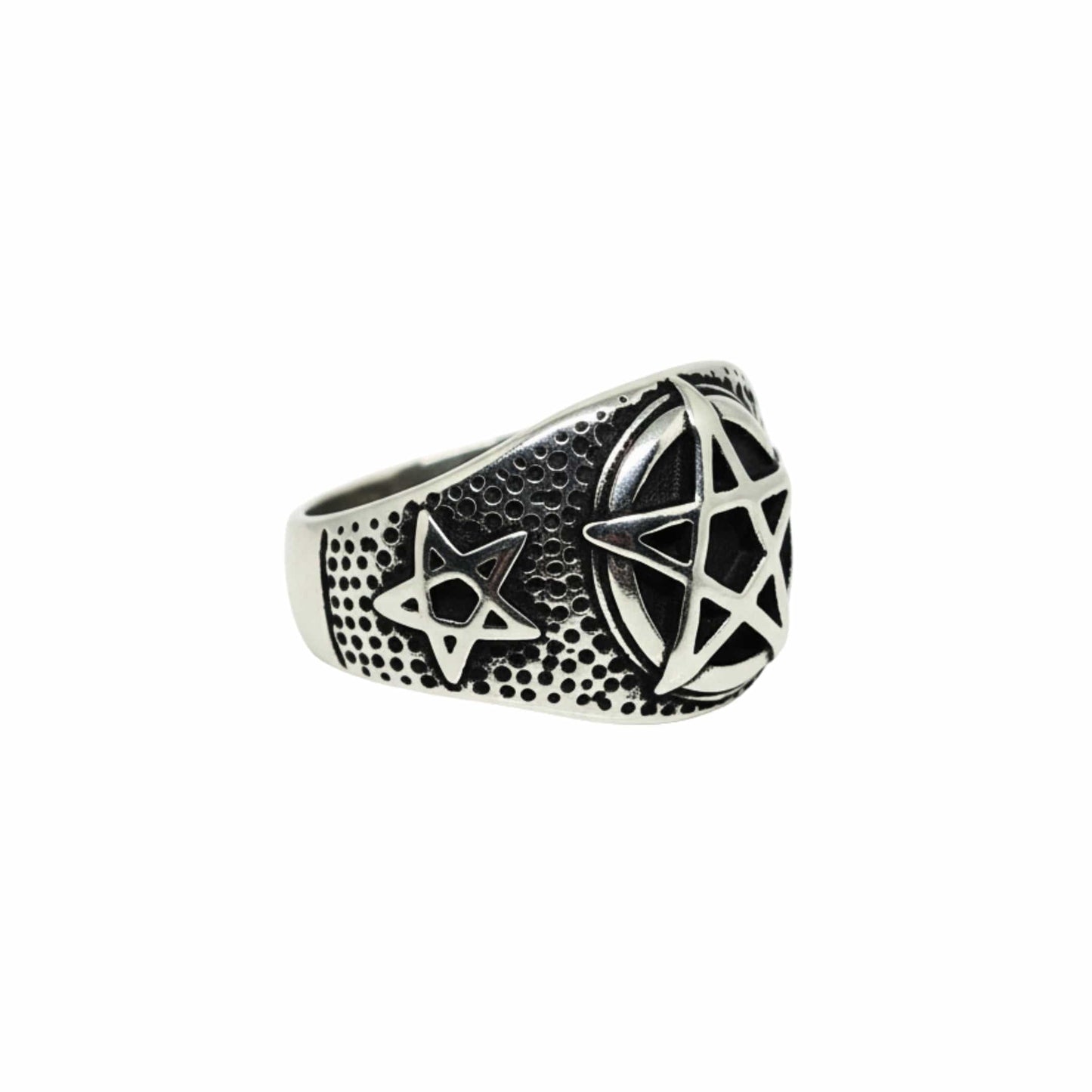 THE MEN THING Rings Royal Series - DARKSTAR EMBLEM RING - Pure Stainless Steel Men’s Steel-Plated Ring – Statement Luxury Jewelry (Size : 16-18-20-22-28-30)