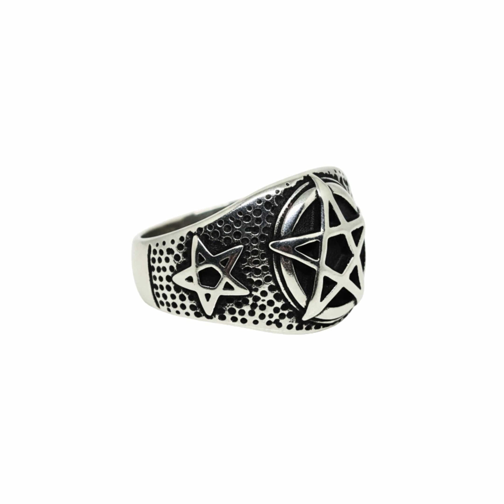 THE MEN THING Rings Royal Series - DARKSTAR EMBLEM RING - Pure Stainless Steel Men’s Steel-Plated Ring – Statement Luxury Jewelry (Size : 16-18-20-22-28-30)