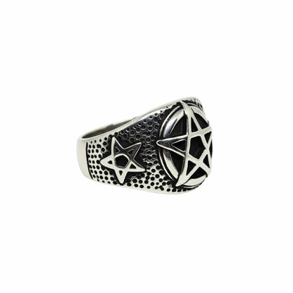 THE MEN THING Rings Royal Series - DARKSTAR EMBLEM RING - Pure Stainless Steel Men’s Steel-Plated Ring – Statement Luxury Jewelry (Size : 16-18-20-22-28-30)