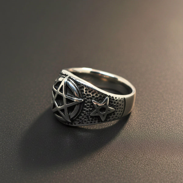 Royal Series - DARKSTAR EMBLEM RING - Pure Stainless Steel Men’s Steel-Plated Ring – Statement Luxury Jewelry (Size : 16-18-20-22-28-30)