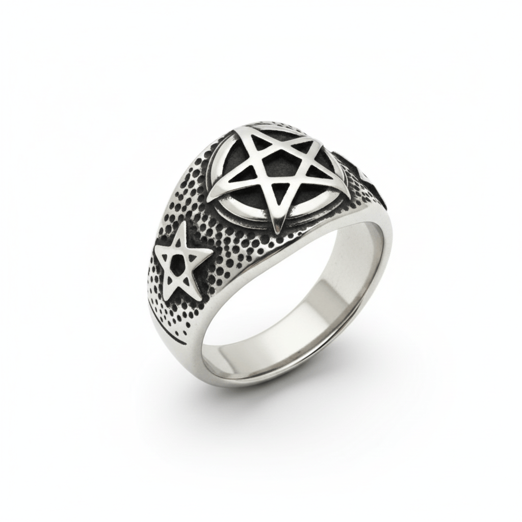 THE MEN THING Rings Royal Series - DARKSTAR EMBLEM RING - Pure Stainless Steel Men’s Steel-Plated Ring – Statement Luxury Jewelry (Size : 16-18-20-22-28-30)