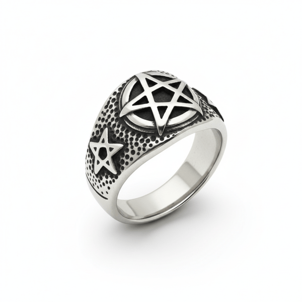 Royal Series - DARKSTAR EMBLEM RING - Pure Stainless Steel Men’s Steel-Plated Ring – Statement Luxury Jewelry (Size : 16-18-20-22-28-30)