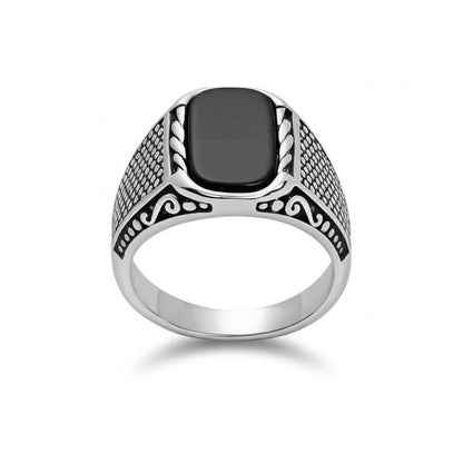 THE MEN THING Rings Royal Series - DARKSTEEL EMBLEM RING - Pure Stainless Steel Men’s Steel-Plated Ring – Statement Luxury Jewelry (Size : 16-17-21-22-27)
