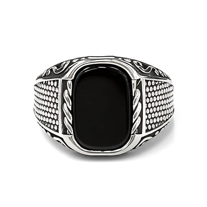 THE MEN THING Rings Royal Series - DARKSTEEL EMBLEM RING - Pure Stainless Steel Men’s Steel-Plated Ring – Statement Luxury Jewelry (Size : 16-17-21-22-27)