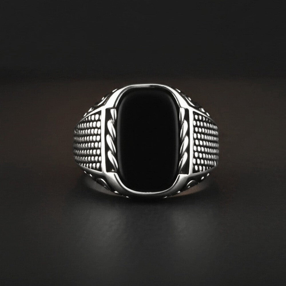 THE MEN THING Rings Royal Series - DARKSTEEL EMBLEM RING - Pure Stainless Steel Men’s Steel-Plated Ring – Statement Luxury Jewelry (Size : 16-17-21-22-27)