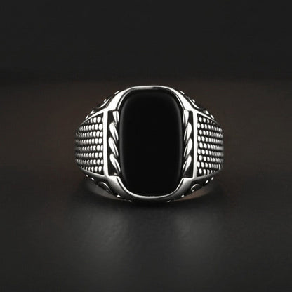 THE MEN THING Rings Royal Series - DARKSTEEL EMBLEM RING - Pure Stainless Steel Men’s Steel-Plated Ring – Statement Luxury Jewelry (Size : 16-17-21-22-27)