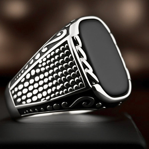 Royal Series - DARKSTEEL EMBLEM RING - Pure Stainless Steel Men’s Steel-Plated Ring – Statement Luxury Jewelry (Size : 16-17-21-22-27)