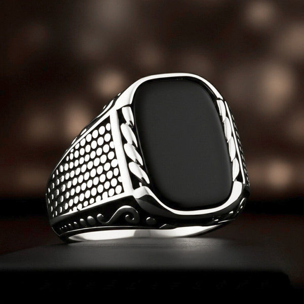 Royal Series - DARKSTEEL EMBLEM RING - Pure Stainless Steel Men’s Steel-Plated Ring – Statement Luxury Jewelry (Size : 16-17-21-22-27)