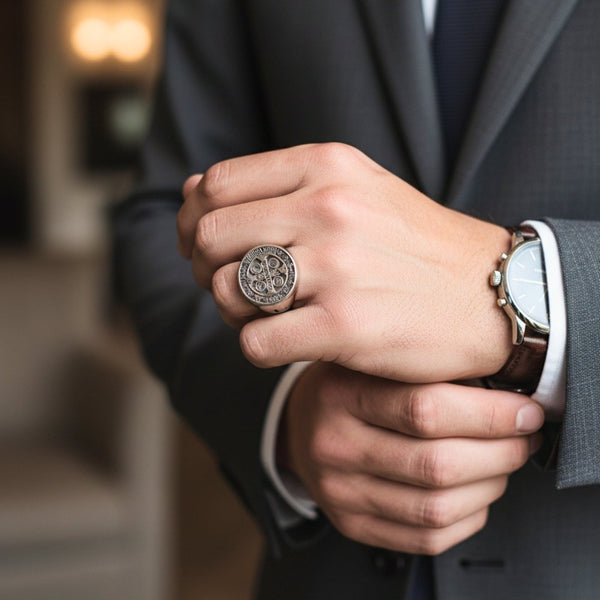 Royal Series - DIVINE WARD RING - Pure Stainless Steel Men’s Steel-Plated Ring – Statement Luxury Jewelry (Size : 22-24-27-28-30)