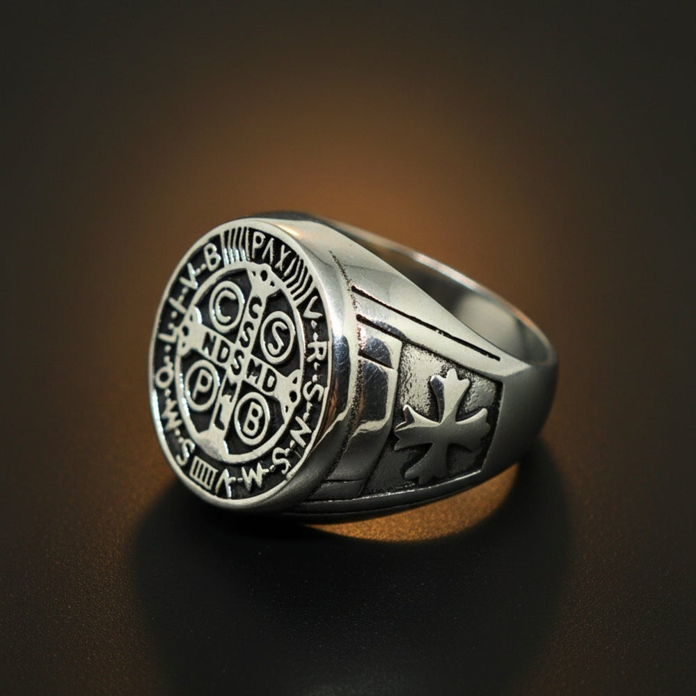 THE MEN THING Rings Royal Series - DIVINE WARD RING - Pure Stainless Steel Men’s Steel-Plated Ring – Statement Luxury Jewelry (Size : 22-24-27-28-30)