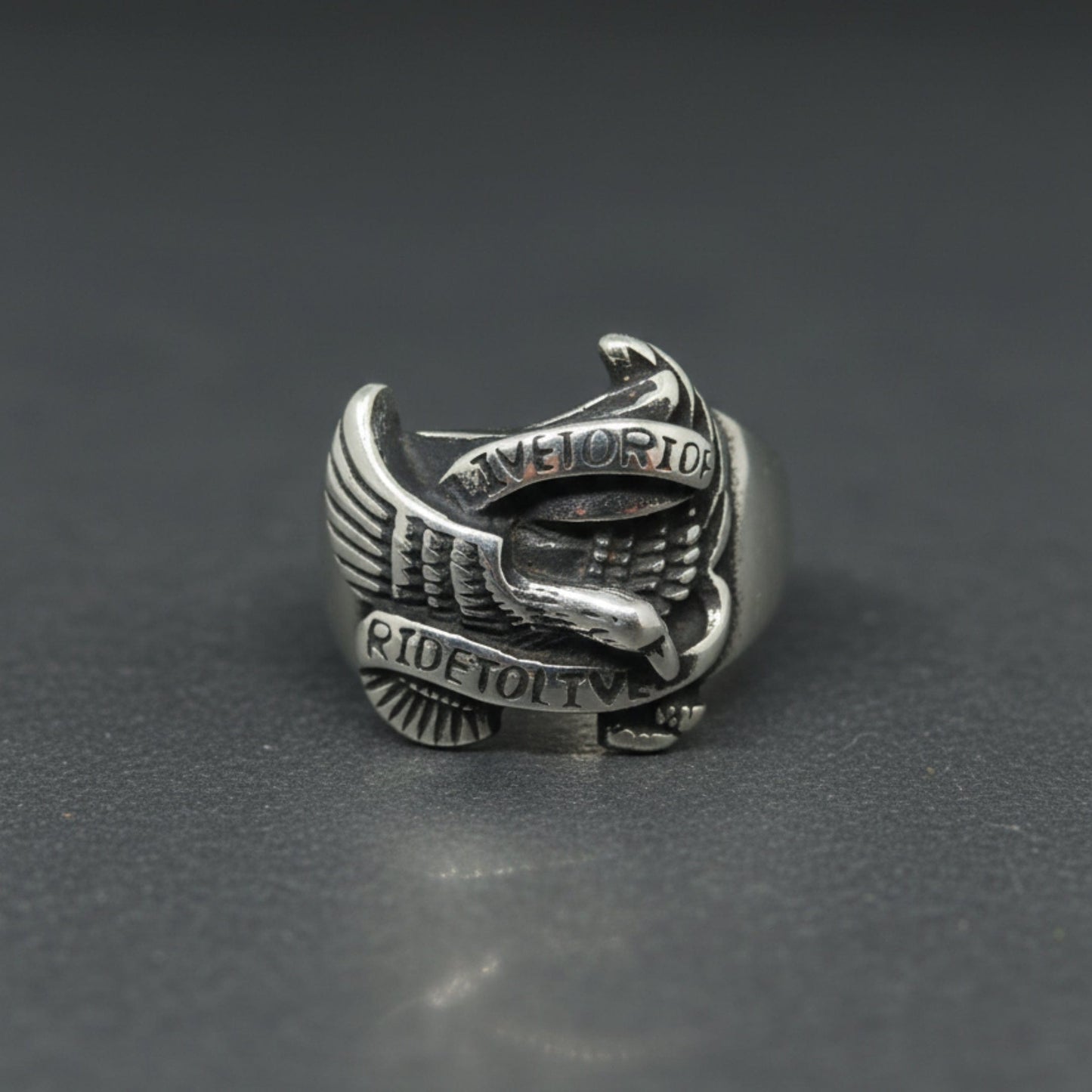 THE MEN THING Rings Royal Series - EAGLE FREEDOM RIDER - Pure Stainless Steel Men’s Steel-Plated Ring – Statement Luxury Jewelry (Size :16-18-19-20-21-25-27-28-29-31)